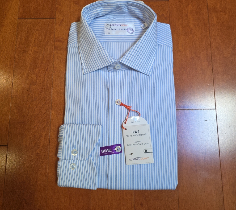 Lorenzo Uomo Light Striped Travel/Dress Shirt